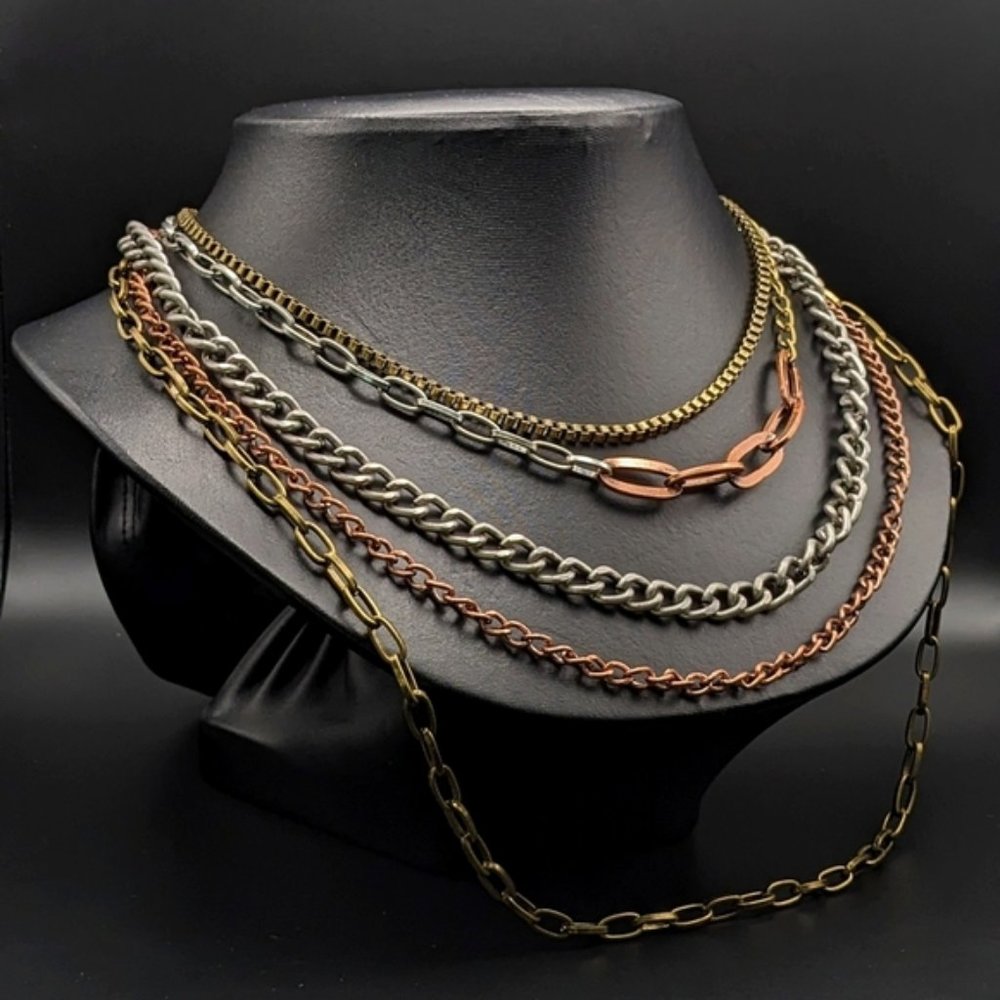 GRUNGE Multi Strand Mixed Metal Necklace